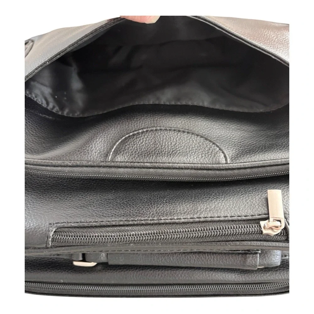 Jack & Chris Bag Messenger Black Faux Leather Travel Carry‎ On Shoulder Office